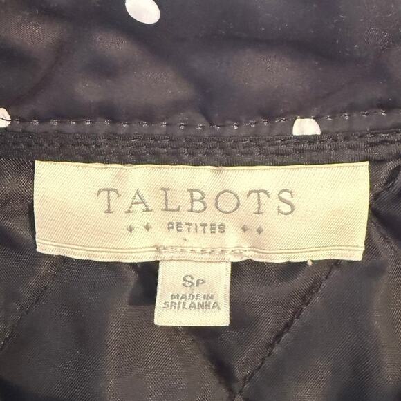 Talbots Outlet Black Light weight Quilted Polka Dot Vest SP Fall Layer Cozy - Picture 3 of 5